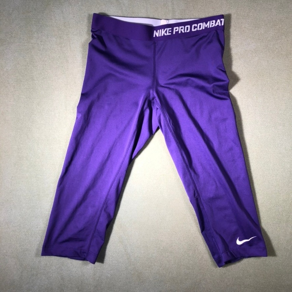 Nike Pro Combat Capri Leggings Womens Medium Purple Dri-FIT Athletic Compression